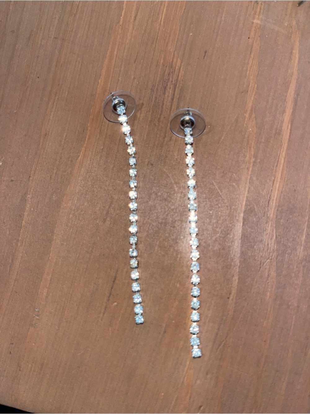 Cz dangle earrings set in white gold toned metal guc see photos dressy luxurious